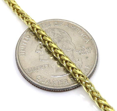 14K Yellow Gold 2.5mm Hollow Wheat Diamond Cut Spiga Link Chain