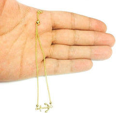 14K Yellow Gold Polished Anchor Adjustable Pull Bolo Bracelet