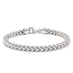 925 Sterling Silver 5.5mm Solid Franco Rhodium Bracelet