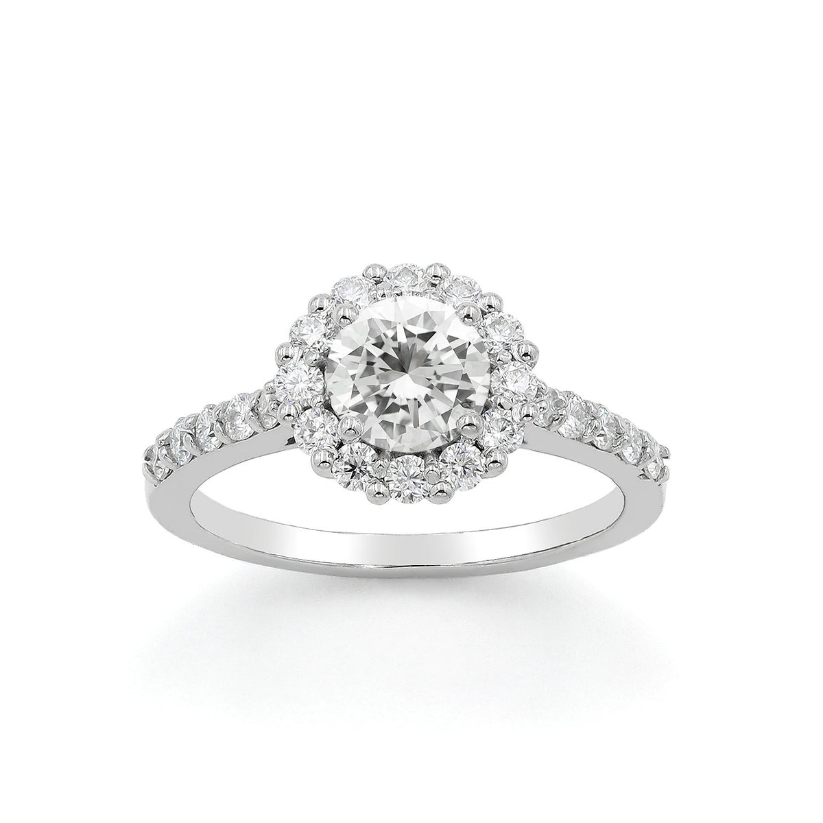 1.60 CTTW Moissanite Round Halo Engagement Ring in 925 Sterling Silver
