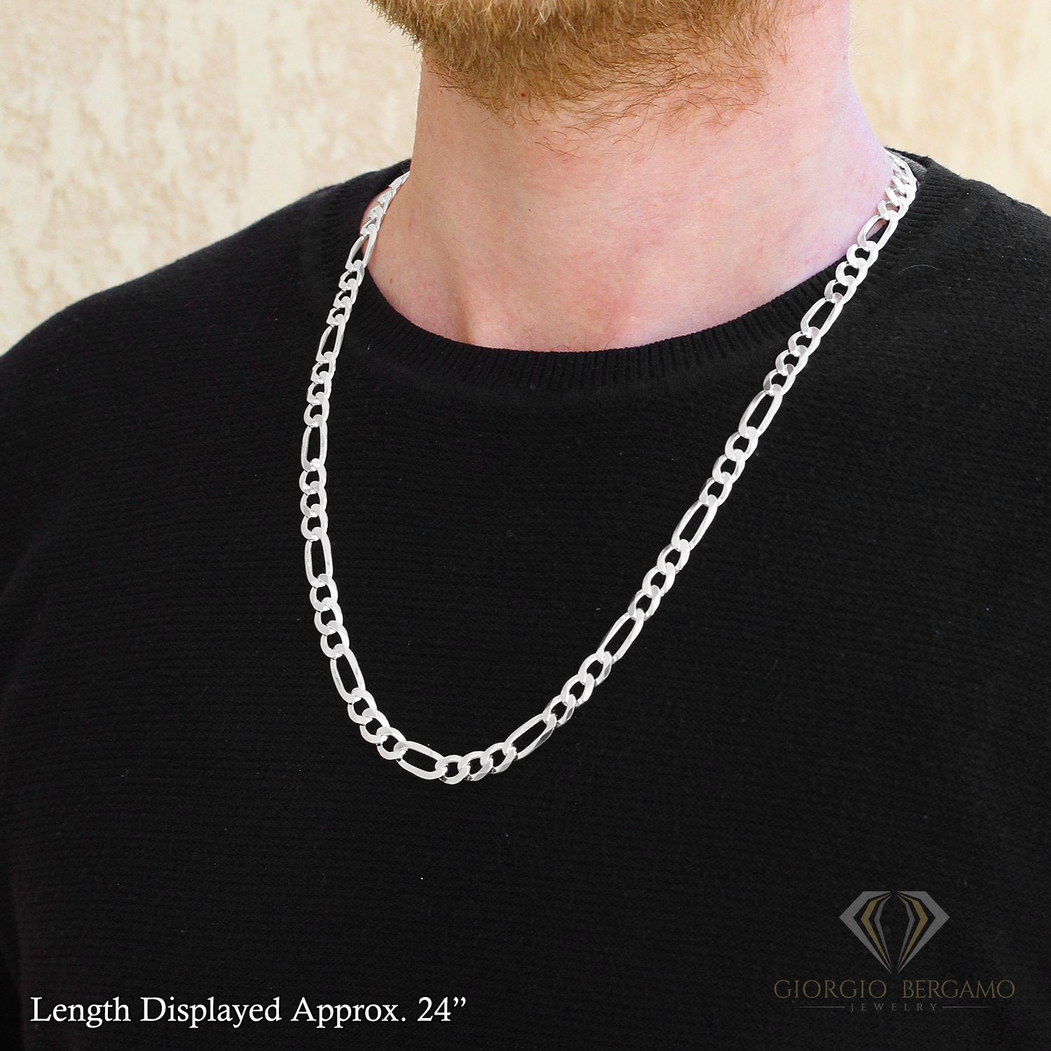 925 Sterling Silver Solid Figaro 7.5mm ITProLux Link Chain