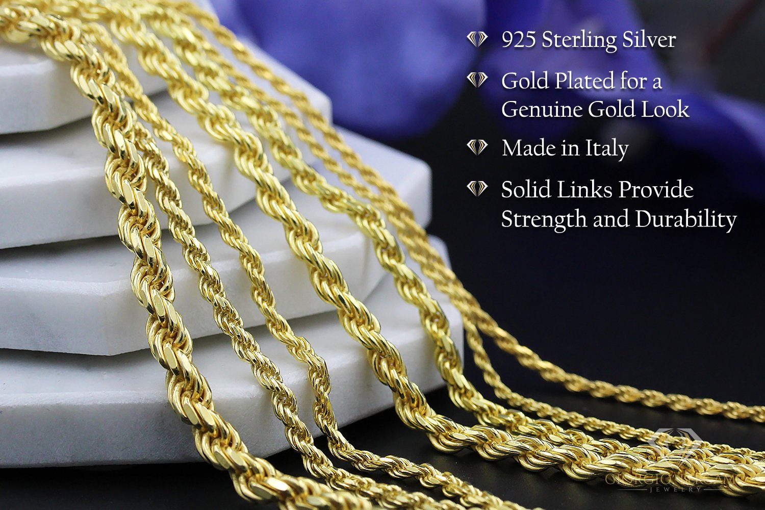 3.5 mm diamond cut rope chain Clearance