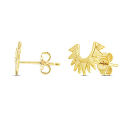 14K Yellow Gold Polished Trendy Sunburst Stud Earring