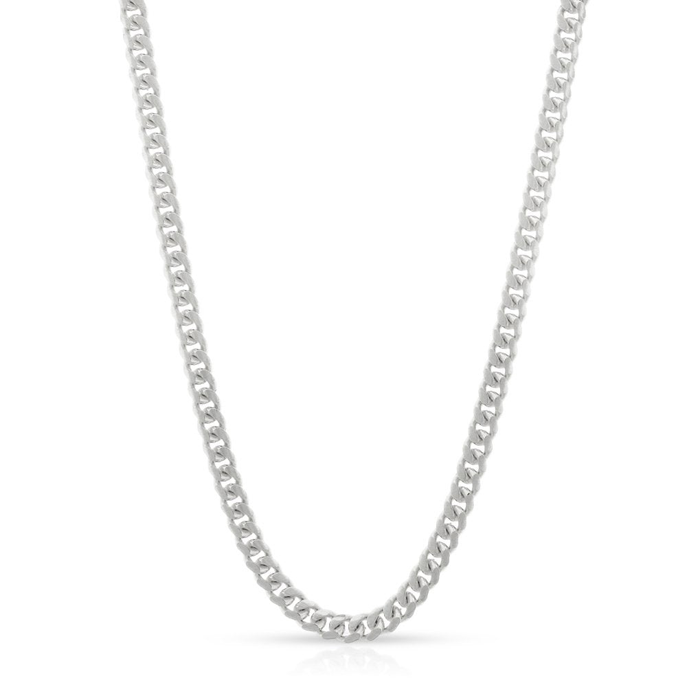 925 Sterling Silver 2.5mm Solid Miami Cuban Link Rhodium Chain