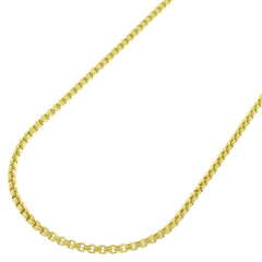 14K Yellow Gold 1mm Round Box Hollow Link Chain