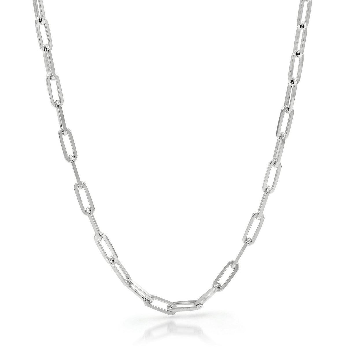 925 Sterling Silver 3.5mm Paper Clip Rhodium Plated Chain