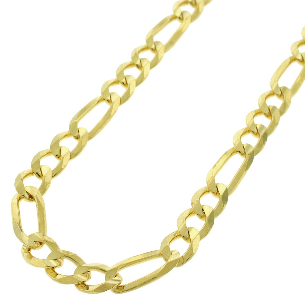 14K Yellow Gold 7mm Solid Figaro Link Chain