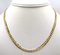 14K Yellow Gold 5mm Solid Cuban Curb Link Chain