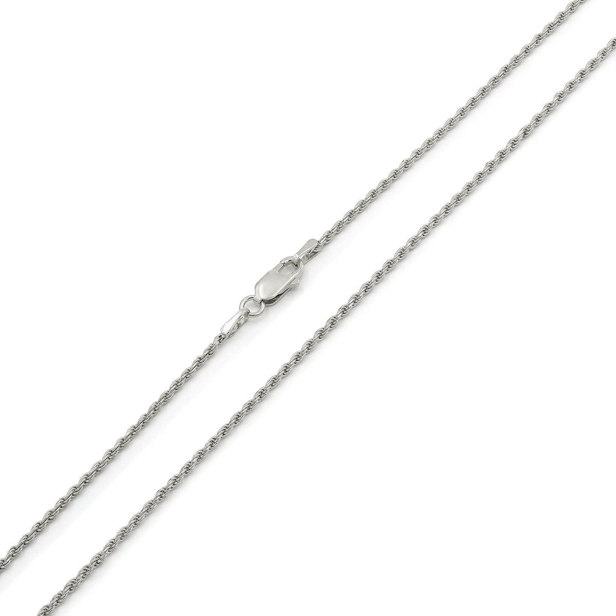 14K White Gold 1mm Solid Rope Diamond Cut Chain