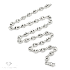 925 Sterling Silver 7mm Puff Mariner Hollow Rhodium Plated Chain