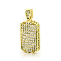 925 Sterling Silver Micro Pave Small Dog Tag Pendant Only