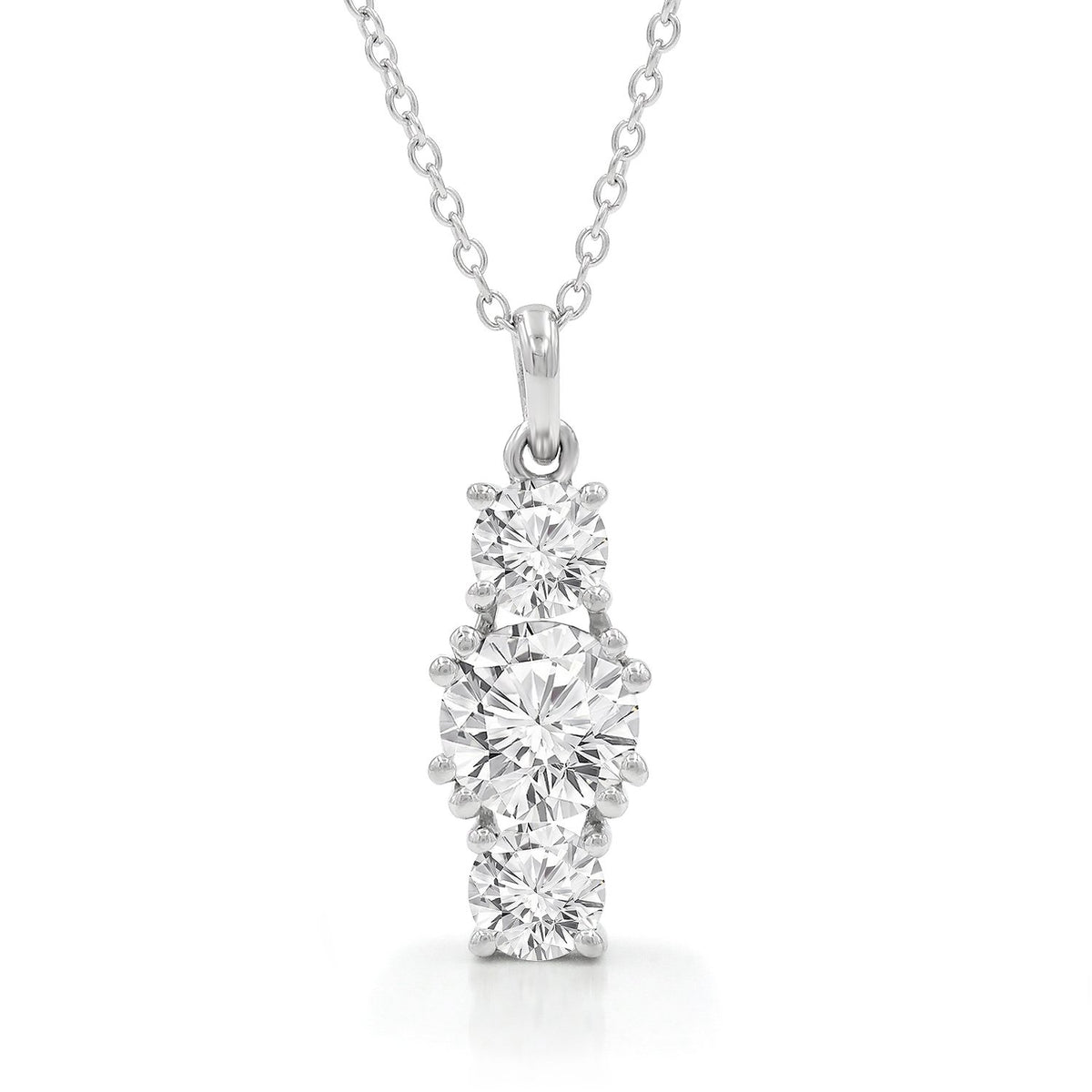 3.10 CTTW Moissanite Linear Pendant Necklace in 925 Sterling Silver