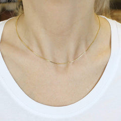 14K Yellow Gold 1mm Box Pendant Chain