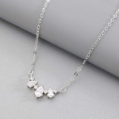 Silver Plated Crystal Pear Shaped Curved Bar Necklace