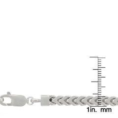 925 Sterling Silver 5mm Hollow Franco Rhodium Plated Chain