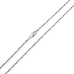 925 Sterling Silver 1mm Solid Rope Diamond Cut Rhodium Chain