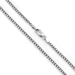 14K White Gold 1.5mm Round Box Link Chain
