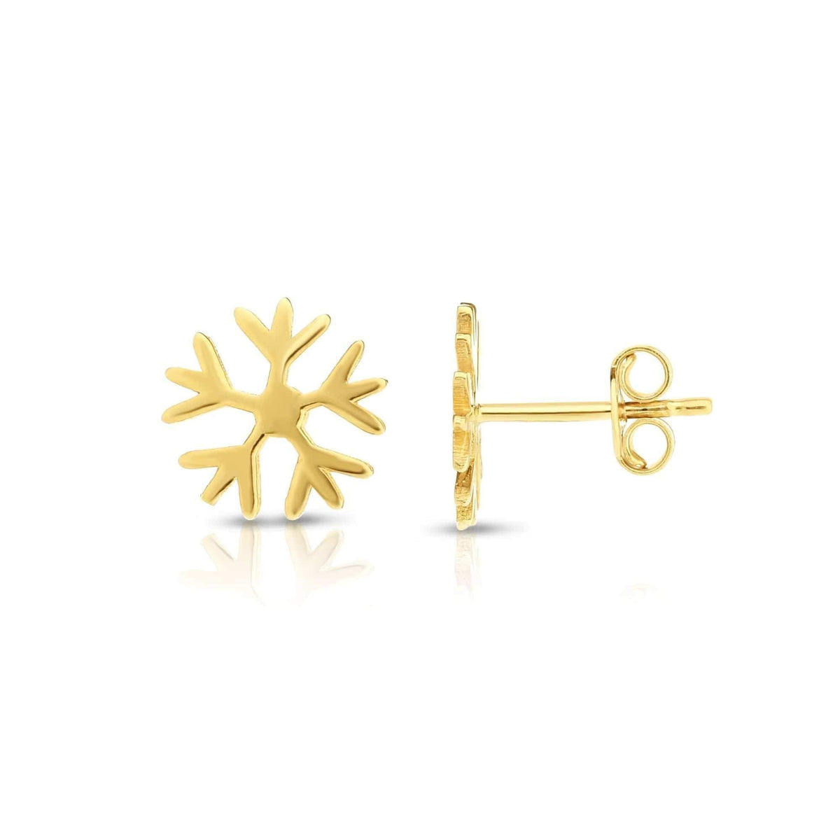 14K Yellow Gold Polished Snowflake Stud Earrings