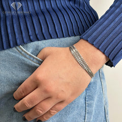 925 Sterling Silver Cuban, Curb Chain Layered Bracelet
