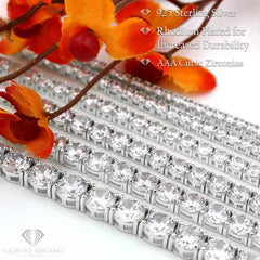 925 Sterling Silver 7mm Round Cut Tennis Bracelet, Rhodium Plated
