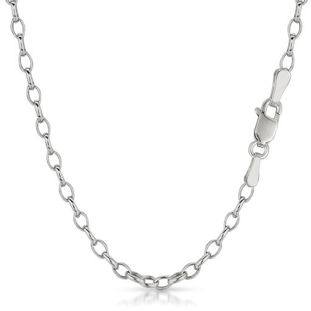 14K White Gold 4.5mm Oval Rolo Chain