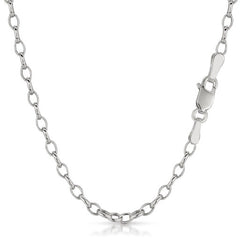 14K White Gold 4.5mm Oval Rolo Chain