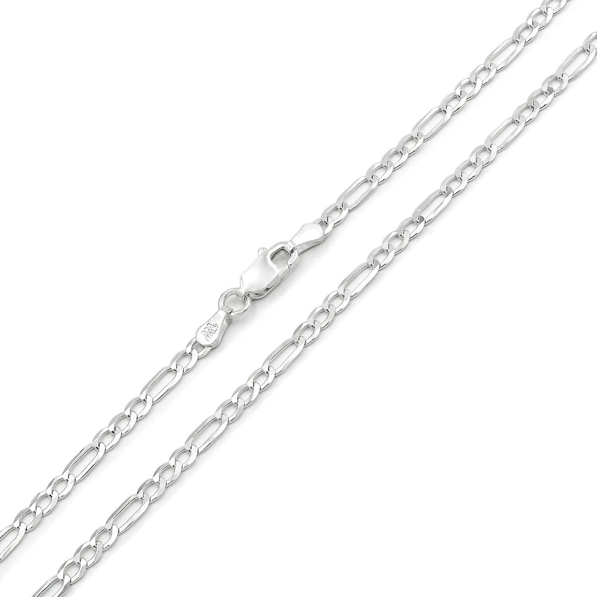 925 Sterling Silver Solid Figaro 3mm ITProLux Link Chain