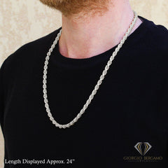 925 Sterling Silver Solid Rope 5.5mm Diamond Cut ITProLux Chain