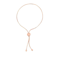 14K Gold Snake Chain Heart Lariat Adjustable Pull Bolo Bracelets