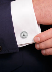 925 Sterling Silver Rhodium Button Cufflink