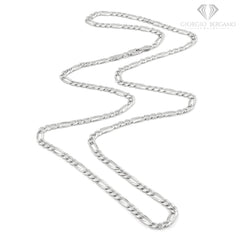 925 Sterling Silver Solid Figaro 4mm Diamond Cut Pave ITProLux Link Chain