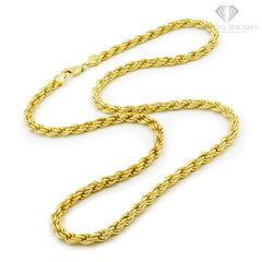 925 Sterling Silver 5.5mm Solid Rope Diamond Cut Gold Plated Chain