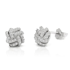925 Sterling Silver Micro Pave Love Knot Stud Earring
