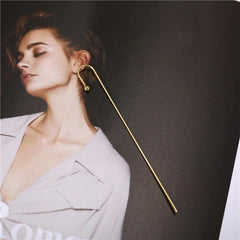 White Gold Plated Polished Ear Cuff Bar Earring