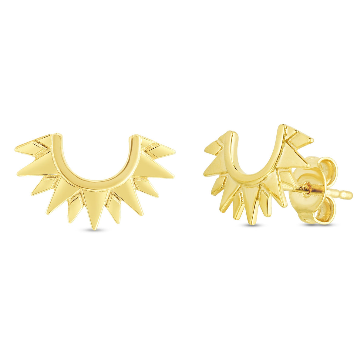 14K Yellow Gold Polished Trendy Sunburst Stud Earring