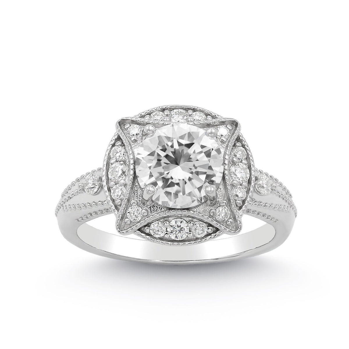 2.20 CTTW Moissanite Halo Engagement Ring in 925 Sterling Silver