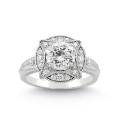 2.20 CTTW Moissanite Halo Engagement Ring in 925 Sterling Silver