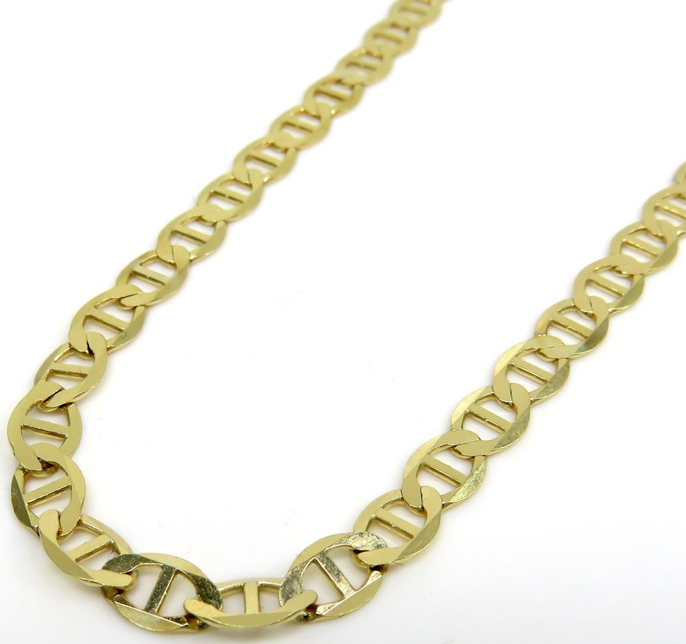 14K Yellow Gold 4.5mm Flat Mariner Anchor Chain