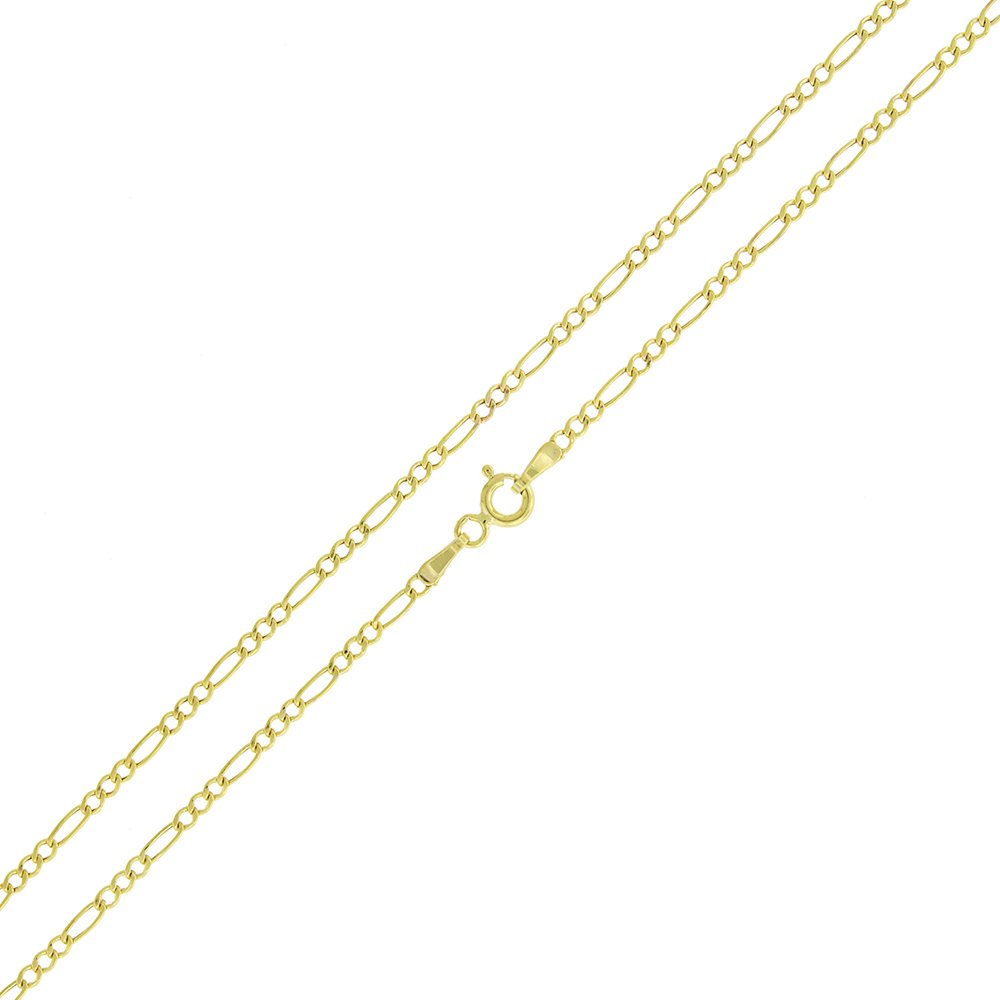 14K Yellow Gold 1.5mm Solid Figaro Link Chain