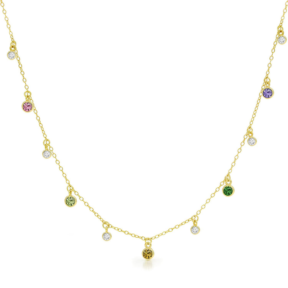 925 Sterling Silver Gold Plated Rainbow Minimalist Necklace