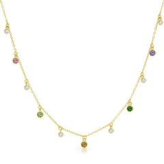 925 Sterling Silver Gold Plated Rainbow Minimalist Necklace