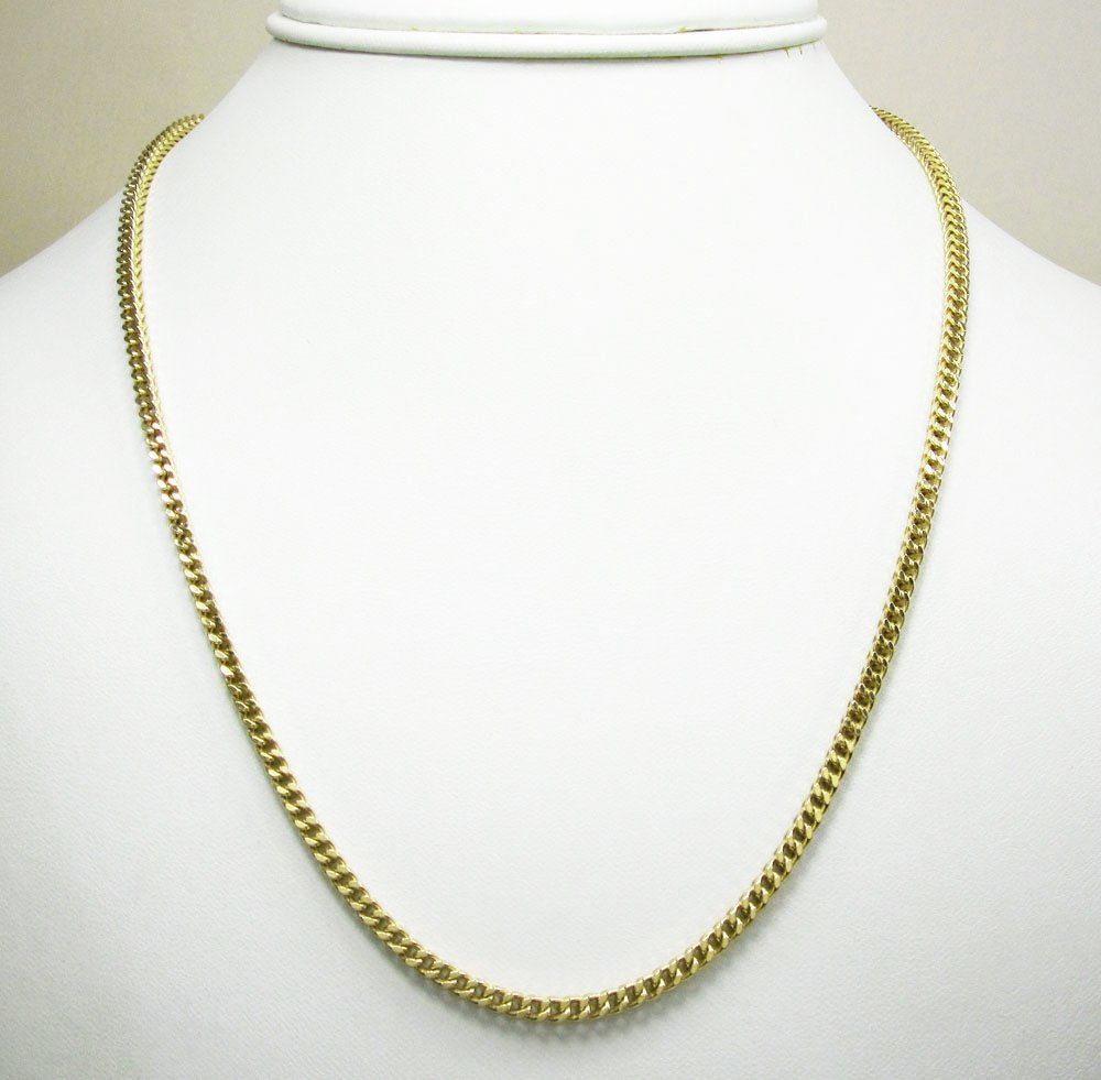 925 Sterling Silver 2.5mm Hollow Franco Gold Plated Chain