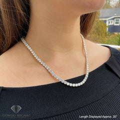 925 Sterling Silver 5mm Round Cut Tennis Necklace, Rhodium Plated