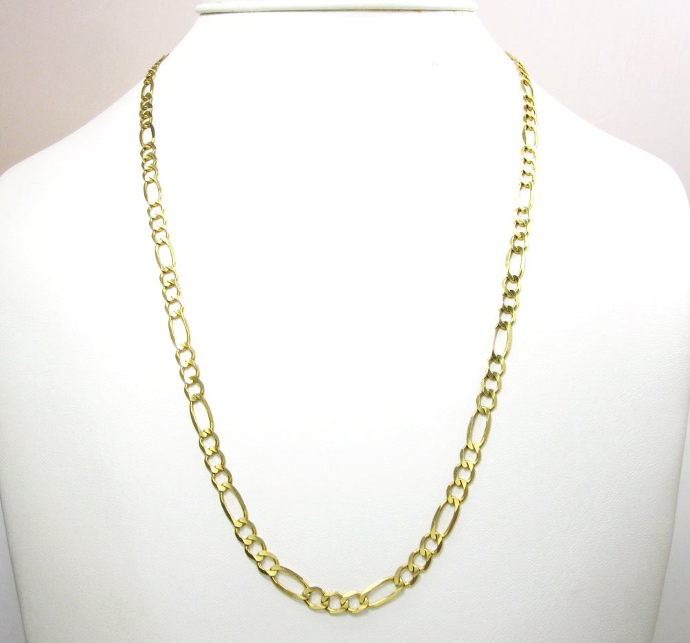 10K Yellow Gold 4.5mm Solid Figaro Link Chain