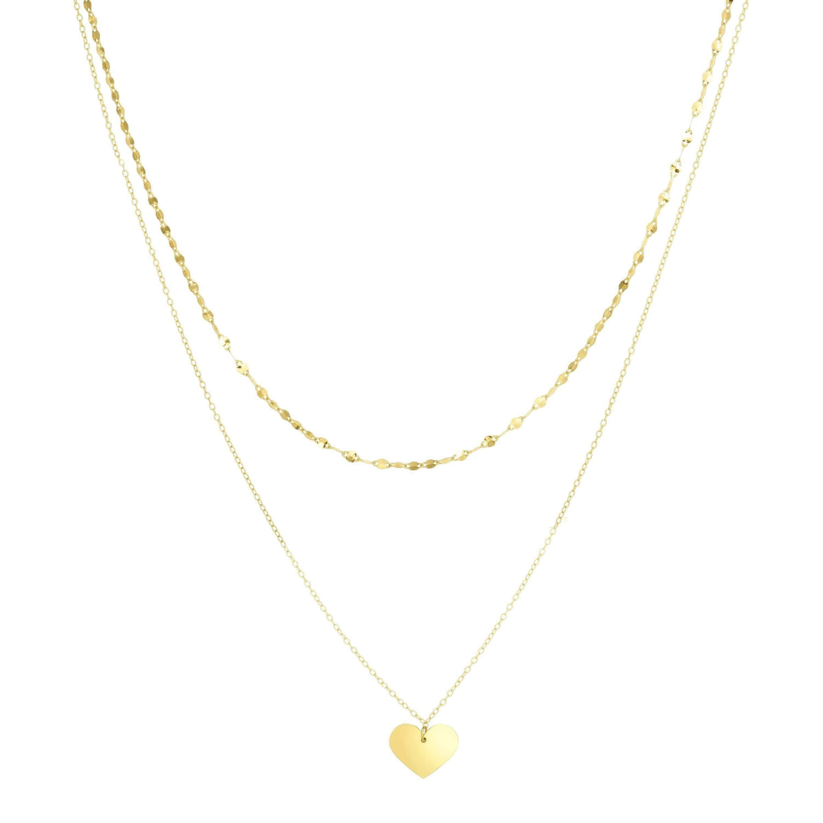 14K Yellow Gold Polished Heart Layered Necklace