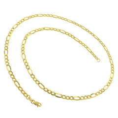 10K Yellow Gold 3mm Hollow Figaro Link Chain