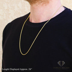 925 Sterling Silver 2mm Solid Rope Diamond Cut Gold Plated Chain