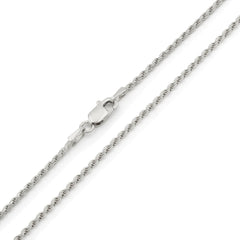 10K White Gold 1.5mm Solid Rope Diamond Cut Chain