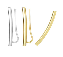 14K Gold Curved Bar Ear Climber Earrings