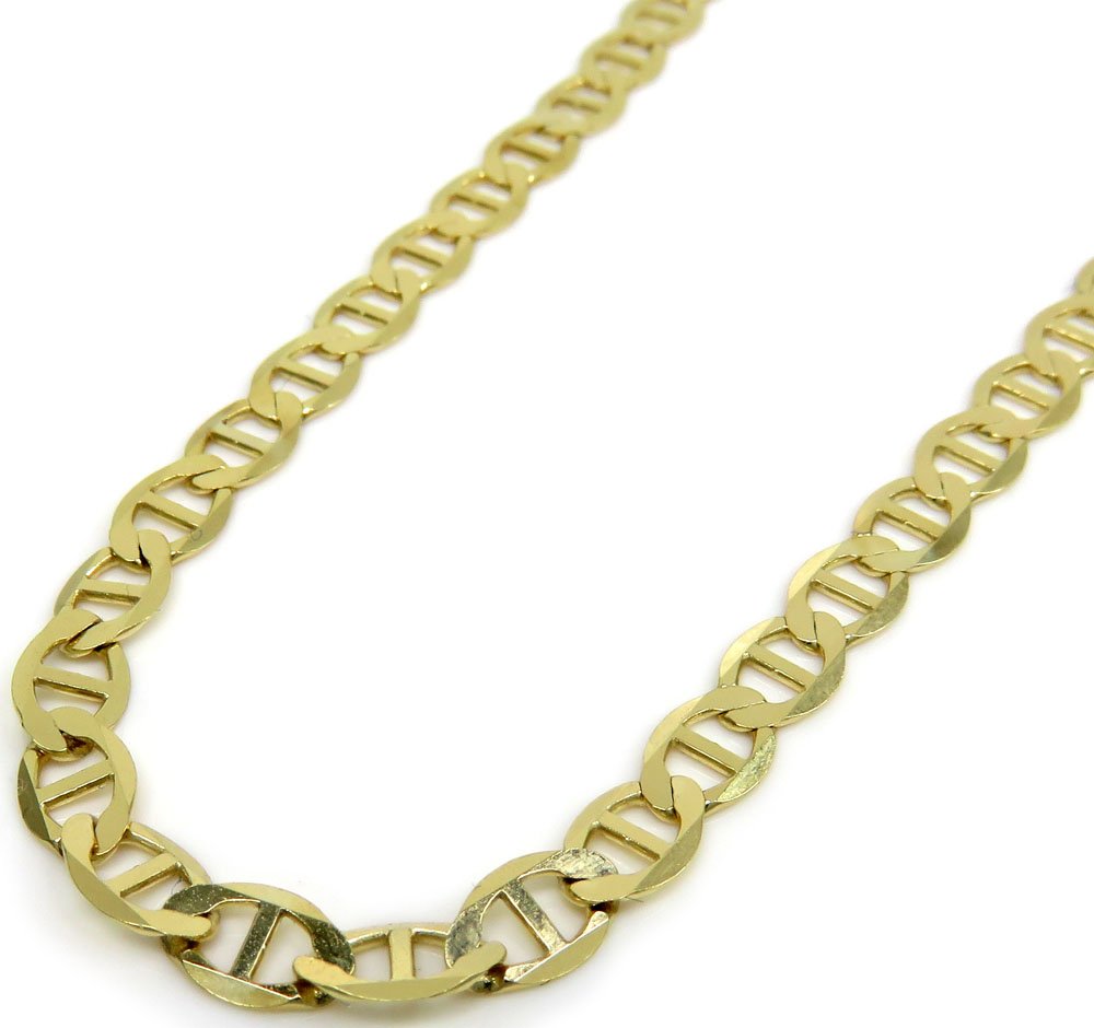 10K Yellow Gold 4.5mm Flat Mariner Anchor Link Chain